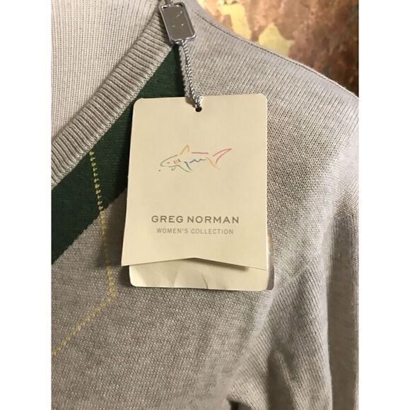 Greg Norman Women Collection Large Cotton Argyle Sweater Button Front NWT - Picture 5 of 8